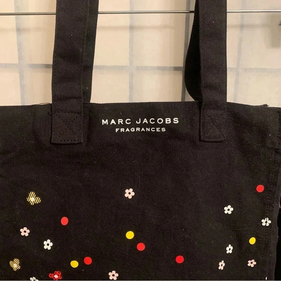 Marc Jacobs Fragrances Floral Cosmetic Tote Fabric Bag Black - Picture 5 of 8